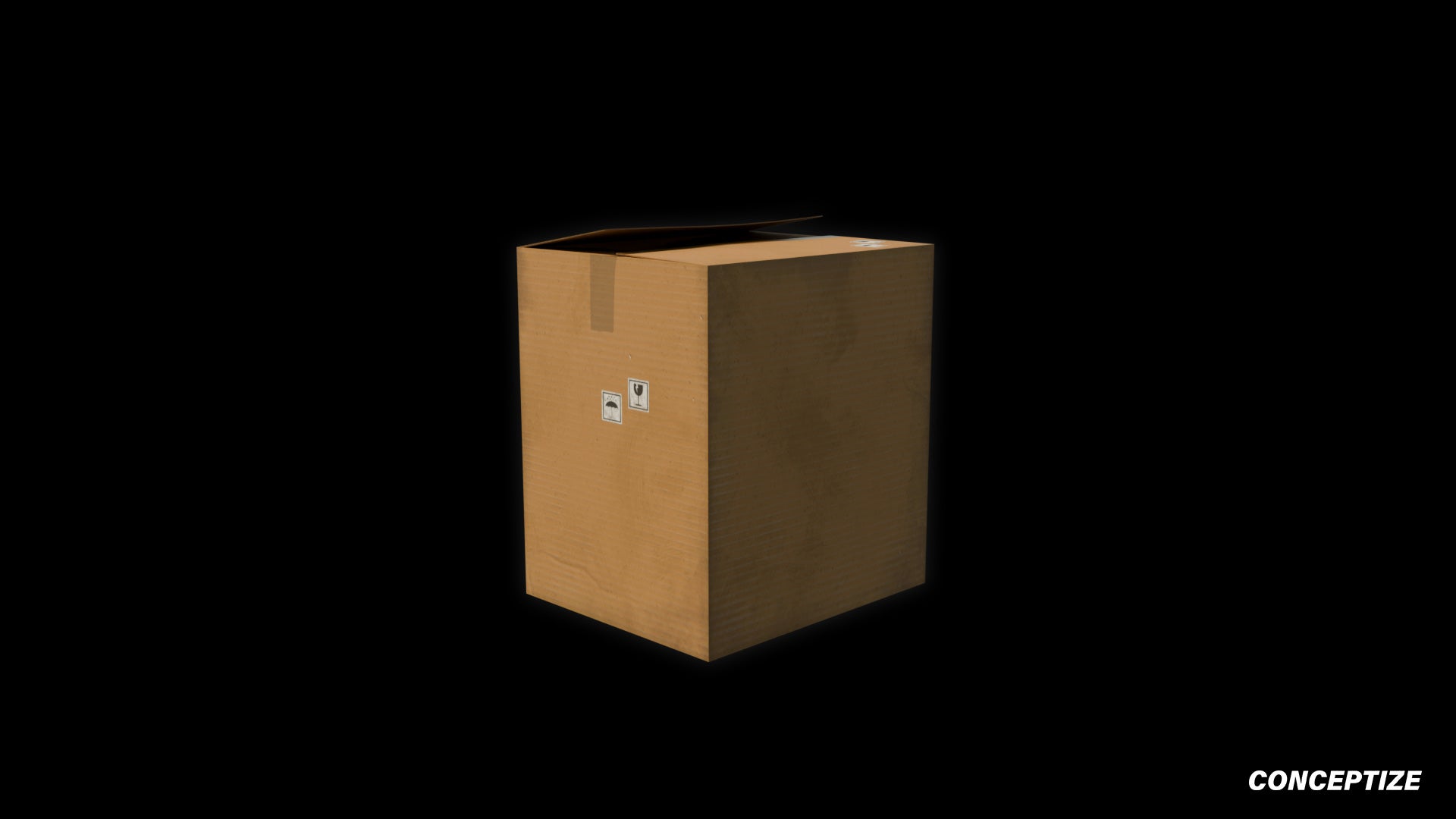 Cardbox 3D model realistic packaging prop PBR textured optimized for Blender Unreal Engine product visualization warehouse scenes urban environments