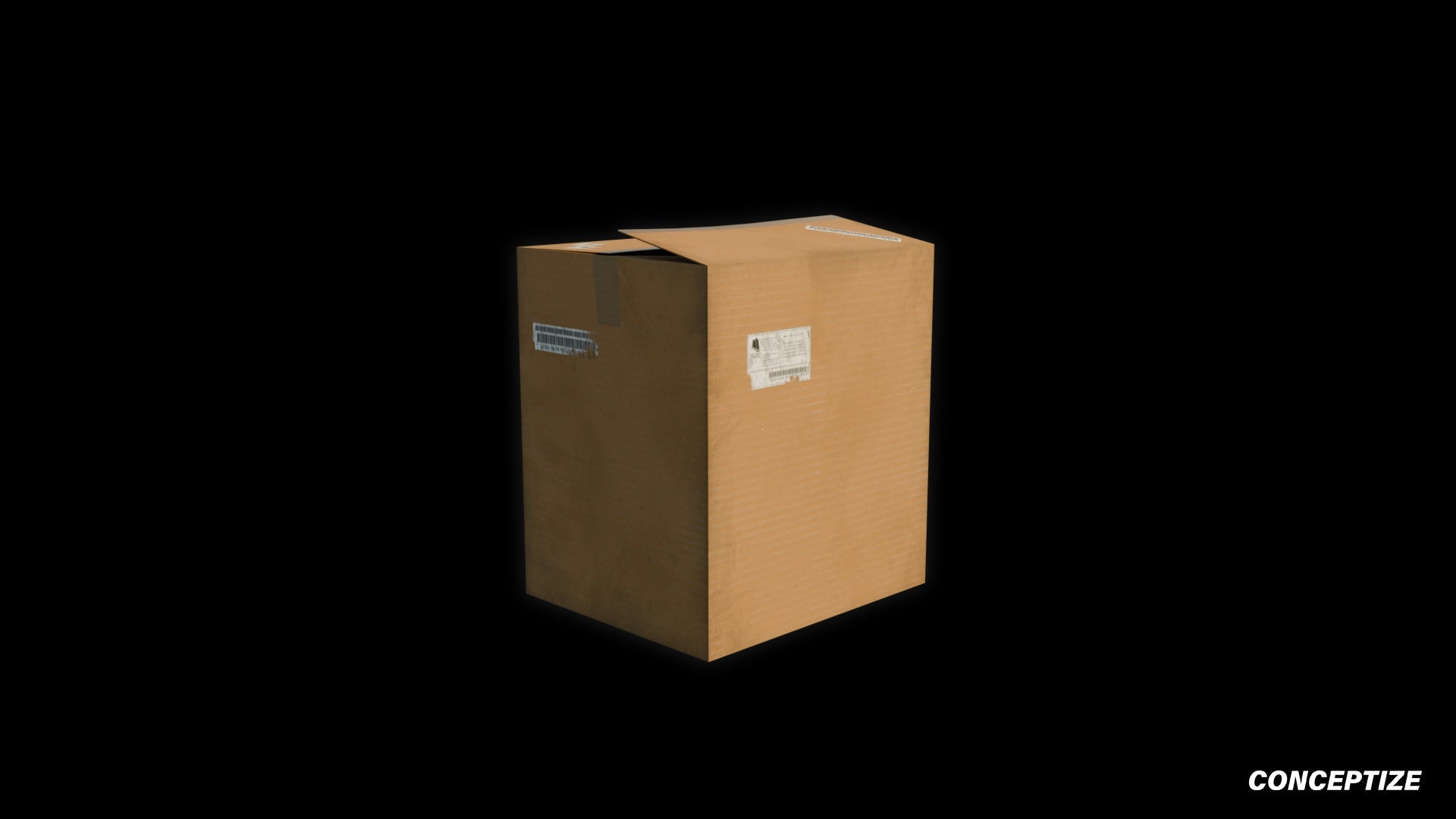 Cardbox 3D model realistic packaging prop PBR textured optimized for Blender Unreal Engine product visualization warehouse scenes urban environments