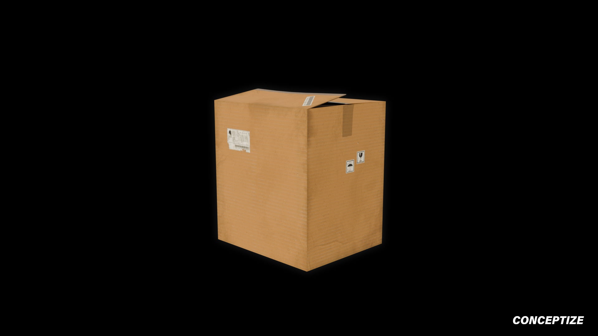 Cardbox 3D model realistic packaging prop PBR textured optimized for Blender Unreal Engine product visualization warehouse scenes urban environments