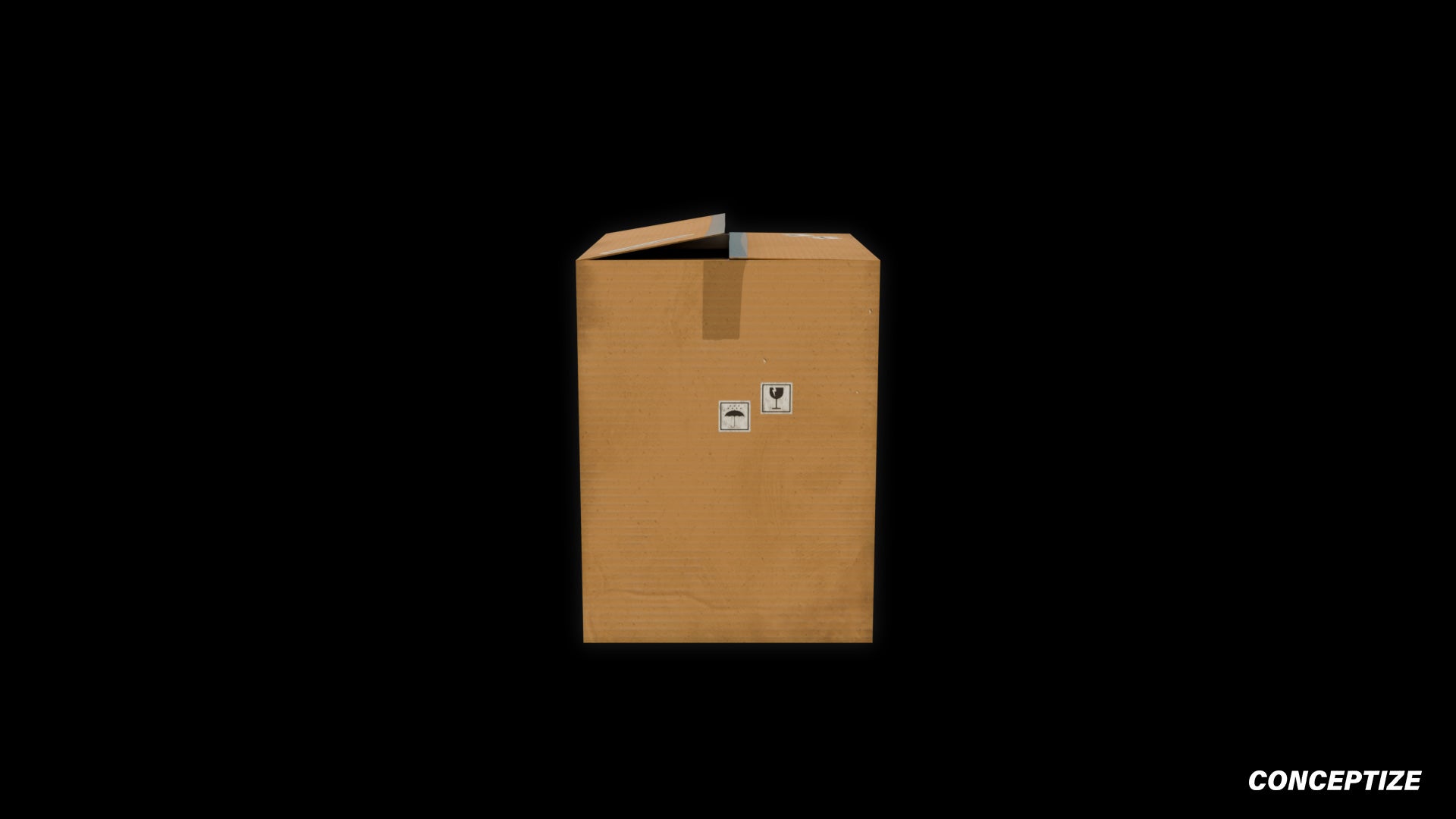 Cardbox 3D model realistic packaging prop PBR textured optimized for Blender Unreal Engine product visualization warehouse scenes urban environments