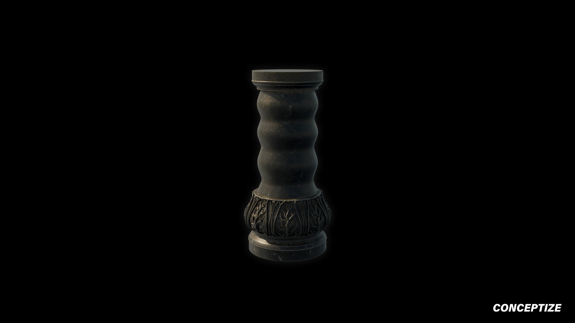 Handcrafted marble column 3D model Blade Runner inspired prop PBR textured optimized for Blender Unreal Engine sci fi architectural environments