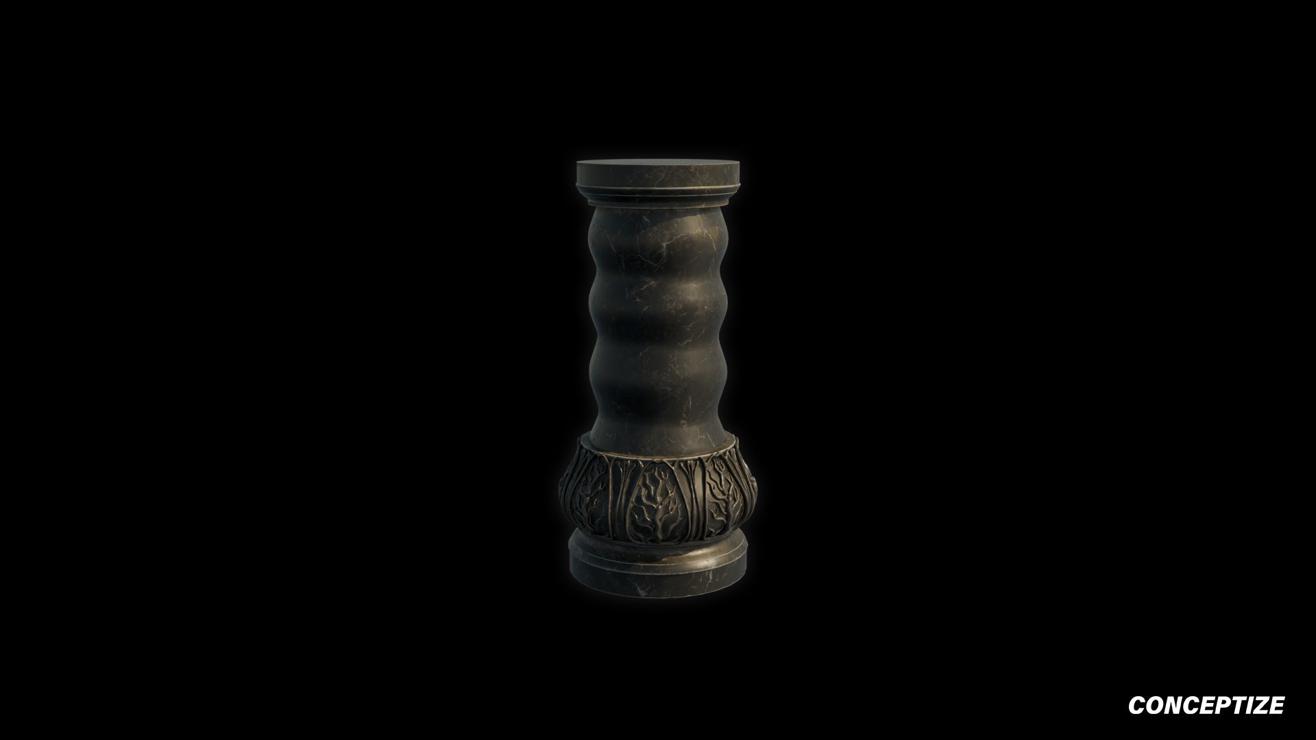 Handcrafted marble column 3D model Blade Runner inspired prop PBR textured optimized for Blender Unreal Engine sci fi architectural environments