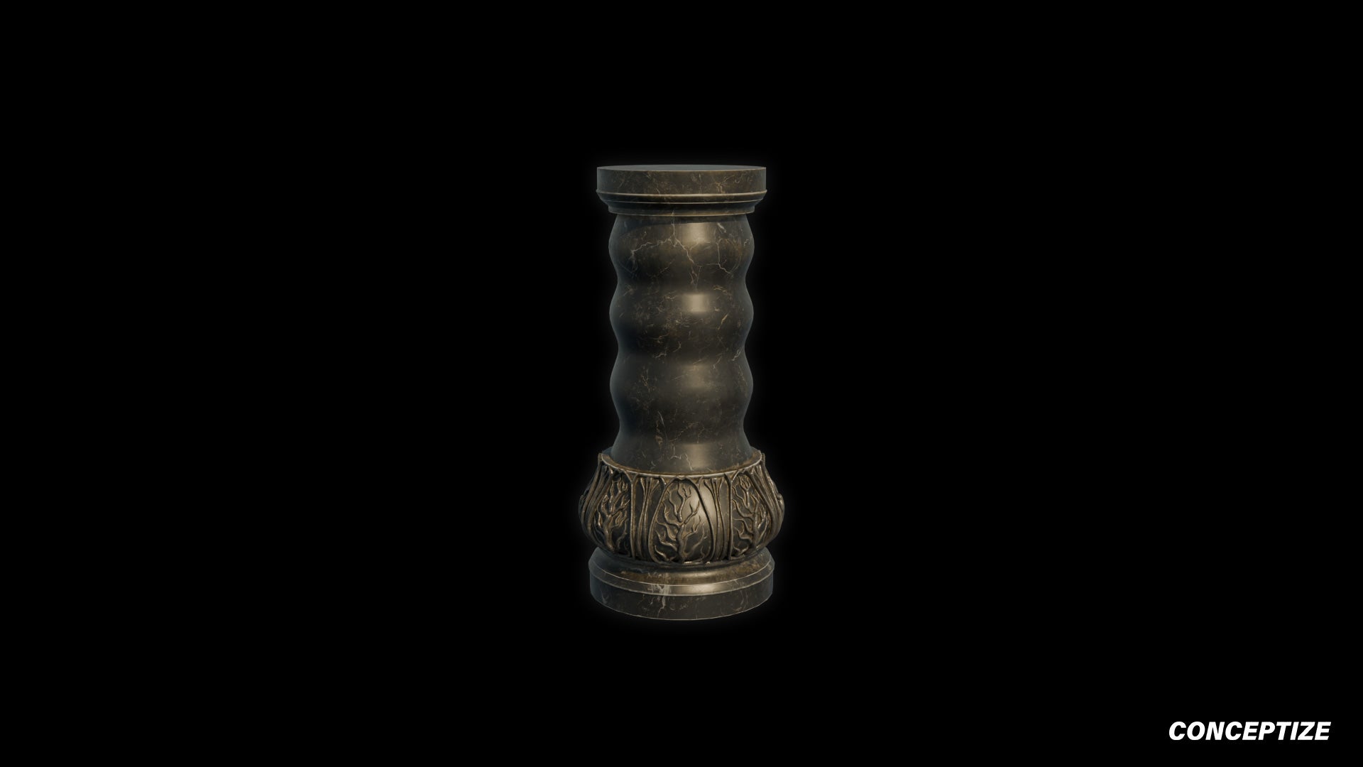 Handcrafted marble column 3D model Blade Runner inspired prop PBR textured optimized for Blender Unreal Engine sci fi architectural environments