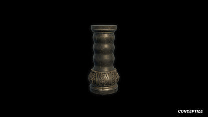 Handcrafted marble column 3D model Blade Runner inspired prop PBR textured optimized for Blender Unreal Engine sci fi architectural environments