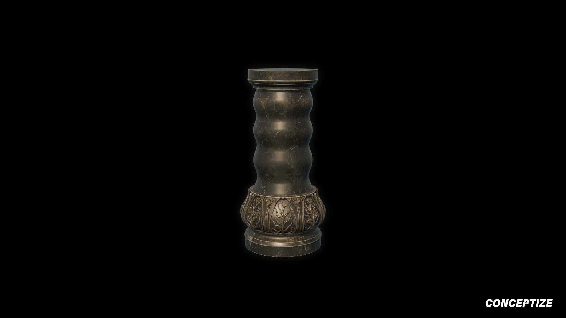 Handcrafted marble column 3D model Blade Runner inspired prop PBR textured optimized for Blender Unreal Engine sci fi architectural environments