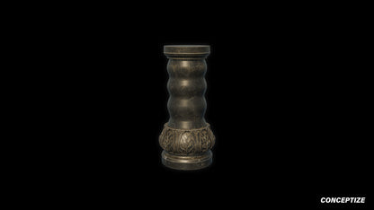 Handcrafted marble column 3D model Blade Runner inspired prop PBR textured optimized for Blender Unreal Engine sci fi architectural environments