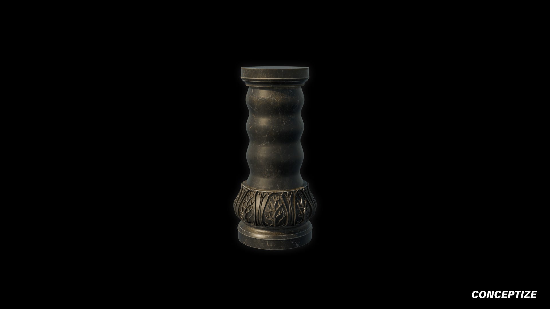 Handcrafted marble column 3D model Blade Runner inspired prop PBR textured optimized for Blender Unreal Engine sci fi architectural environments