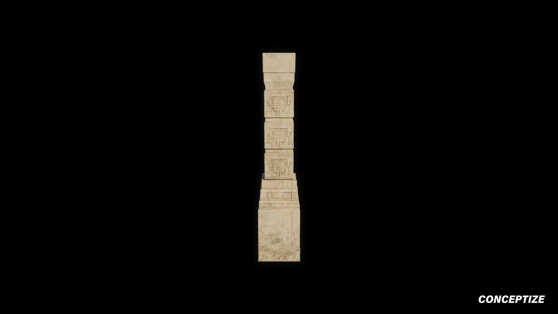 Handcrafted column 3D model Blade Runner inspired prop PBR textured optimized for Blender Unreal Engine sci fi architectural visualization