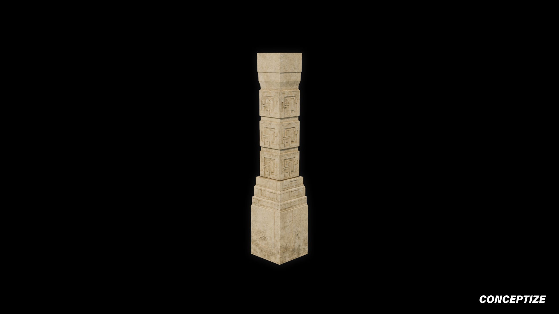Handcrafted column 3D model Blade Runner inspired prop PBR textured optimized for Blender Unreal Engine sci fi architectural visualization