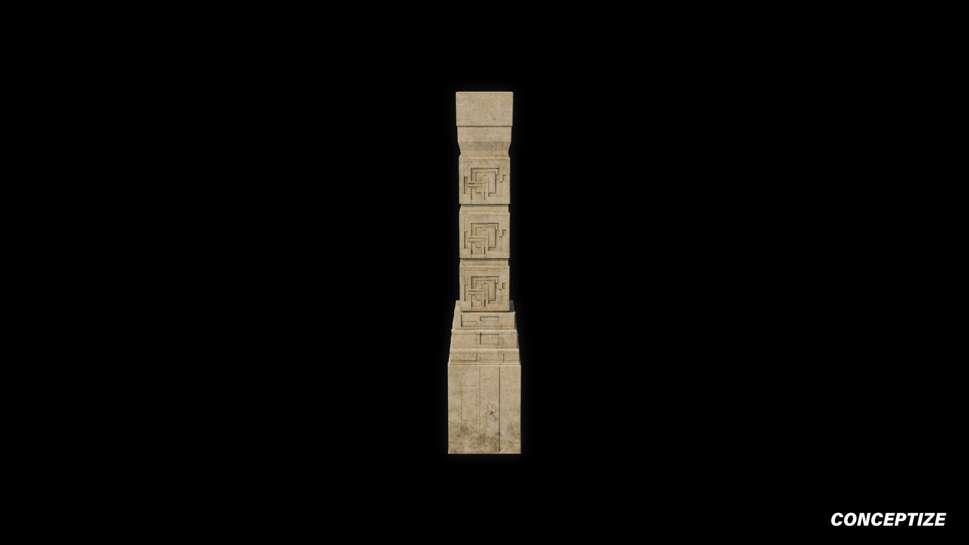 Handcrafted column 3D model Blade Runner inspired prop PBR textured optimized for Blender Unreal Engine sci fi architectural visualization
