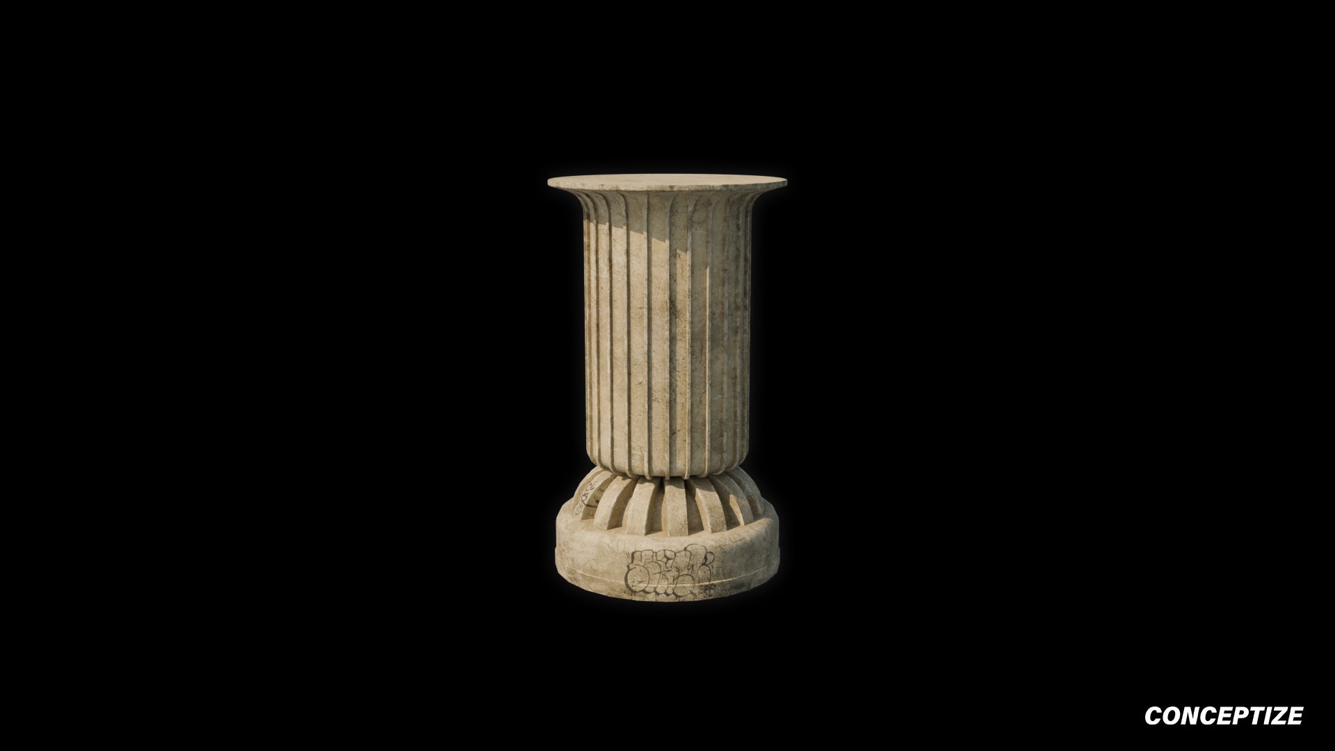 Handcrafted column 3D model Blade Runner inspired prop PBR textured optimized for Blender Unreal Engine sci fi architectural visualization