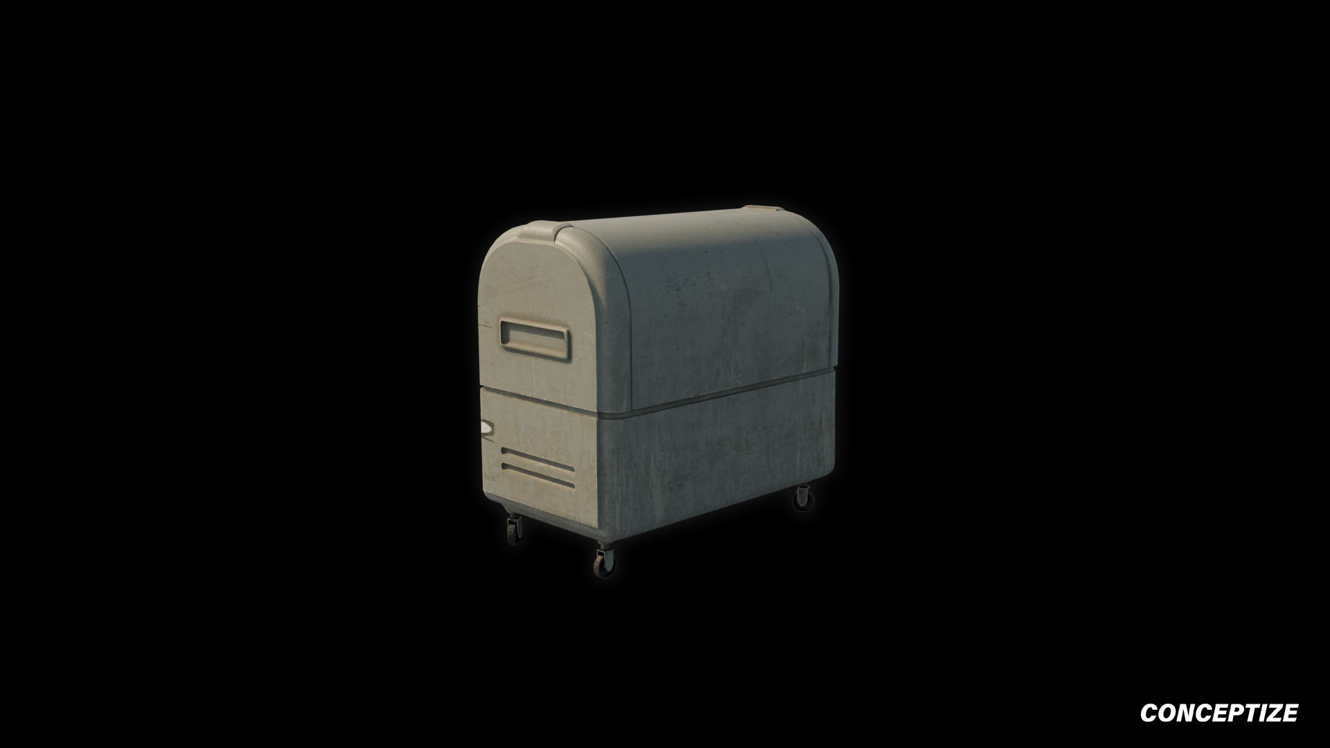 Japanese cyberpunk garbage container 3D model meticulously handcrafted PBR textured optimized for Blender Unreal Engine futuristic urban sci fi environments