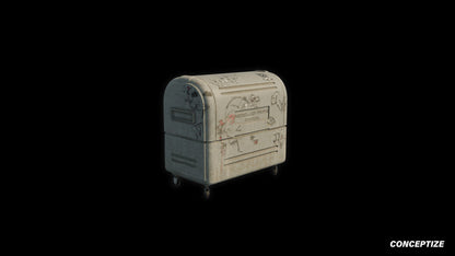 Japanese cyberpunk garbage container 3D model meticulously handcrafted PBR textured optimized for Blender Unreal Engine futuristic urban sci fi environments