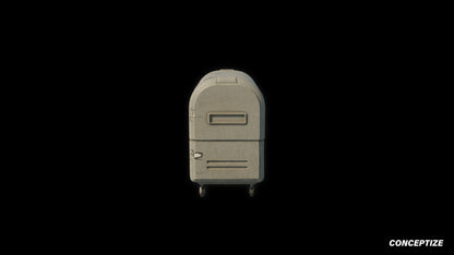 Japanese cyberpunk garbage container 3D model meticulously handcrafted PBR textured optimized for Blender Unreal Engine futuristic urban sci fi environments