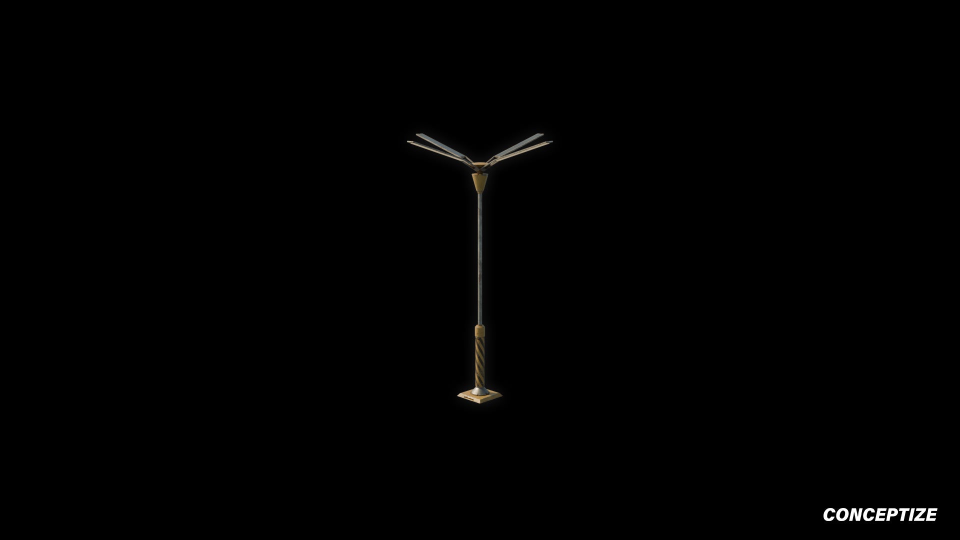 Cyberpunk sci fi light pole 3D model meticulously handcrafted PBR textured optimized for Blender Unreal Engine futuristic urban environments