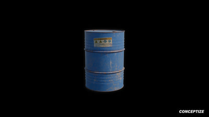 Oil barrel 3D model meticulously handcrafted PBR textured optimized for Blender Unreal Engine industrial urban post apocalyptic environments