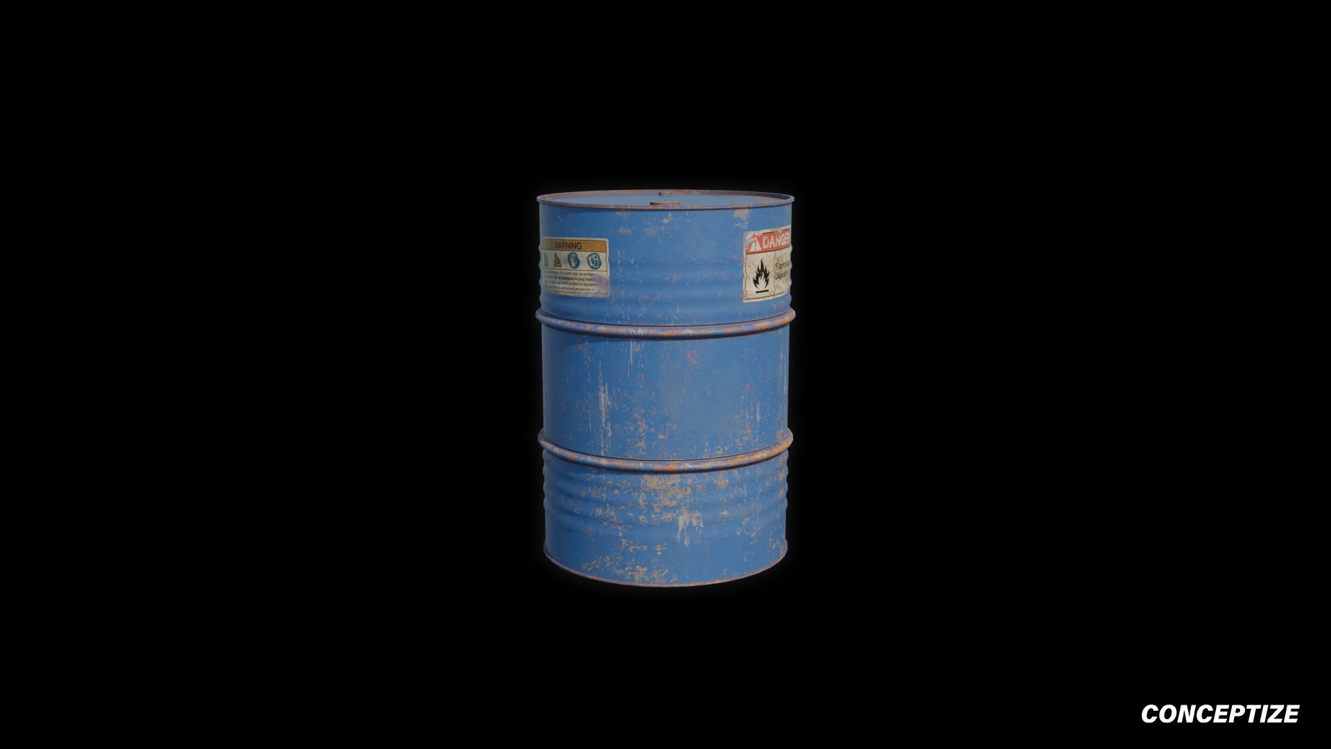 Oil barrel 3D model meticulously handcrafted PBR textured optimized for Blender Unreal Engine industrial urban post apocalyptic environments