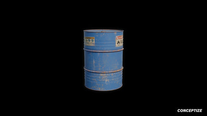 Oil barrel 3D model meticulously handcrafted PBR textured optimized for Blender Unreal Engine industrial urban post apocalyptic environments