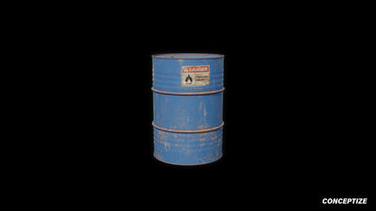 Oil barrel 3D model meticulously handcrafted PBR textured optimized for Blender Unreal Engine industrial urban post apocalyptic environments