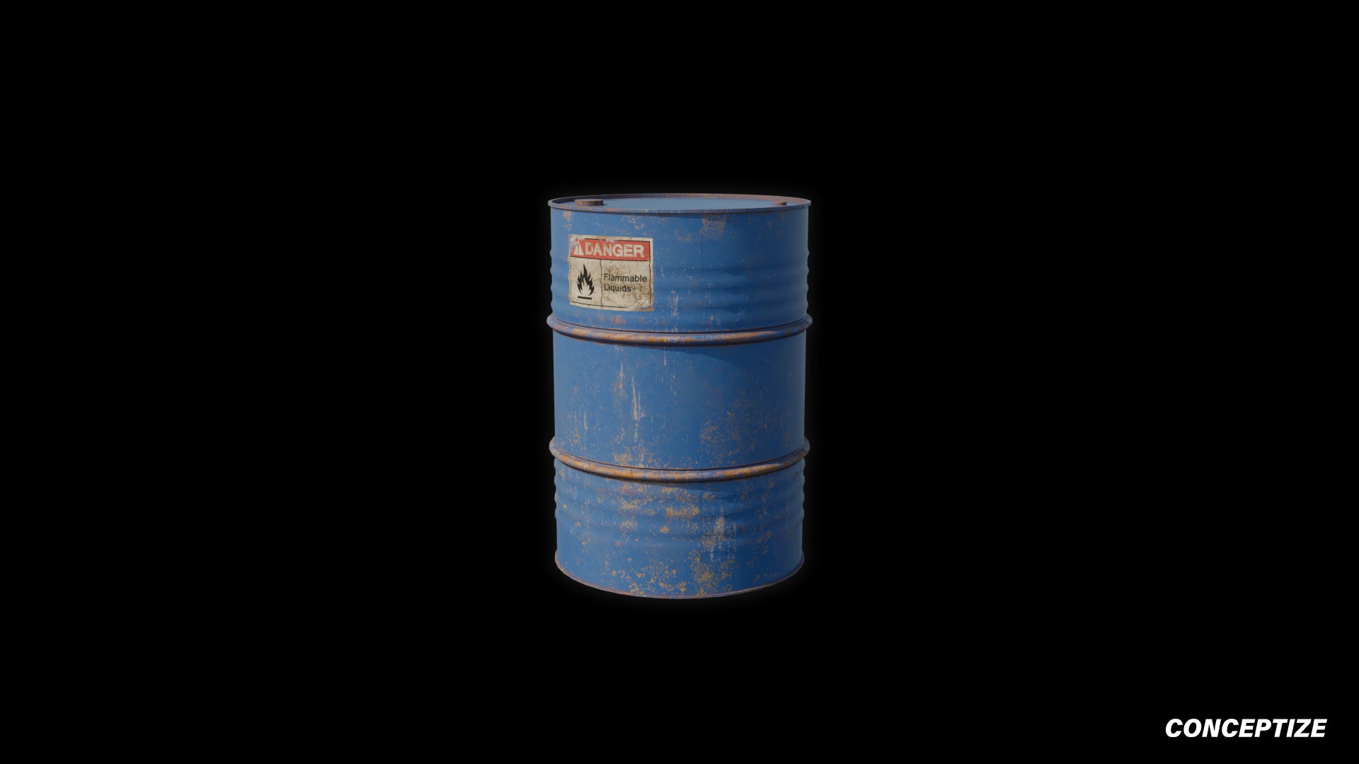 Oil barrel 3D model meticulously handcrafted PBR textured optimized for Blender Unreal Engine industrial urban post apocalyptic environments