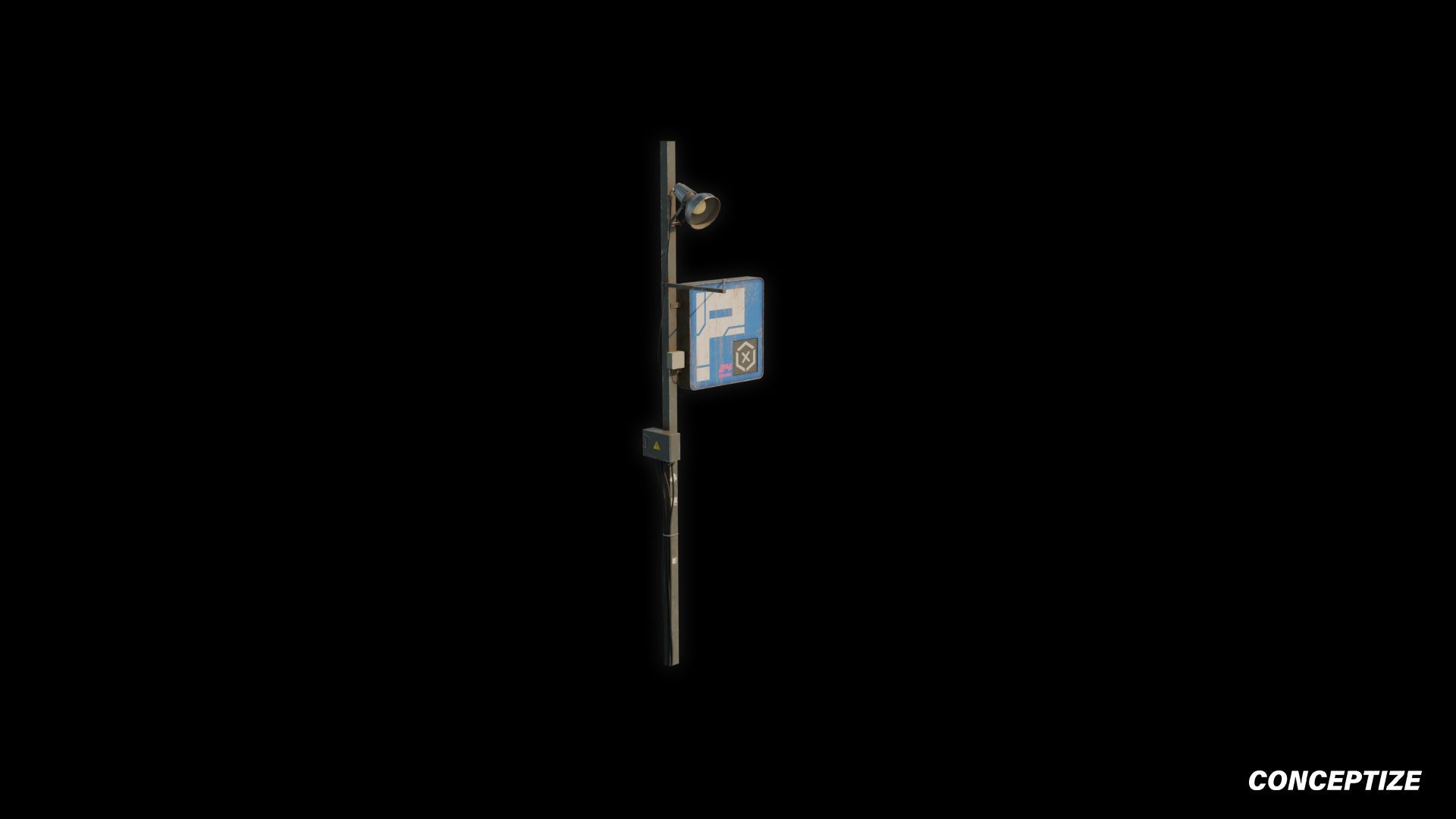 Parking sign with light 3D model meticulously handcrafted PBR textured optimized for Blender Unreal Engine urban futuristic street environments