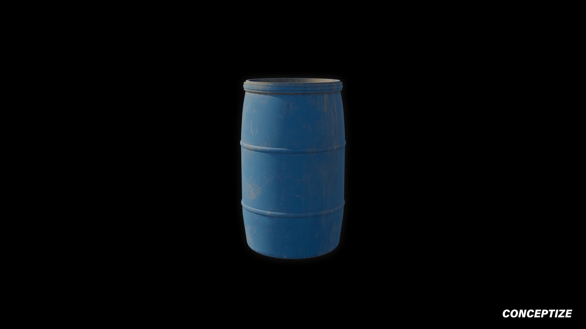 Plastic barrel 3D model meticulously handcrafted PBR textured optimized for Blender Unreal Engine industrial urban warehouse post apocalyptic environments