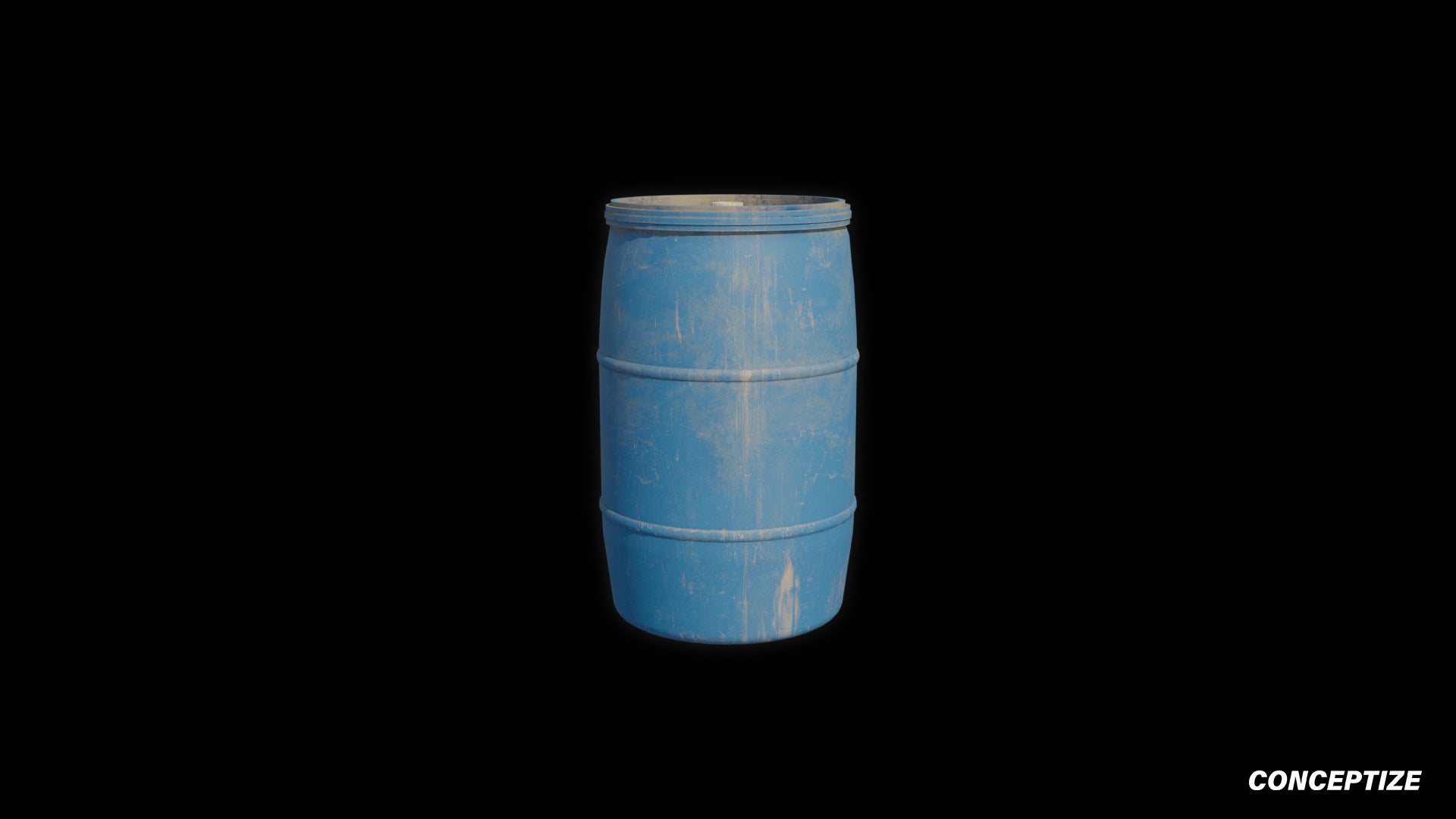 Plastic barrel 3D model meticulously handcrafted PBR textured optimized for Blender Unreal Engine industrial urban warehouse post apocalyptic environments
