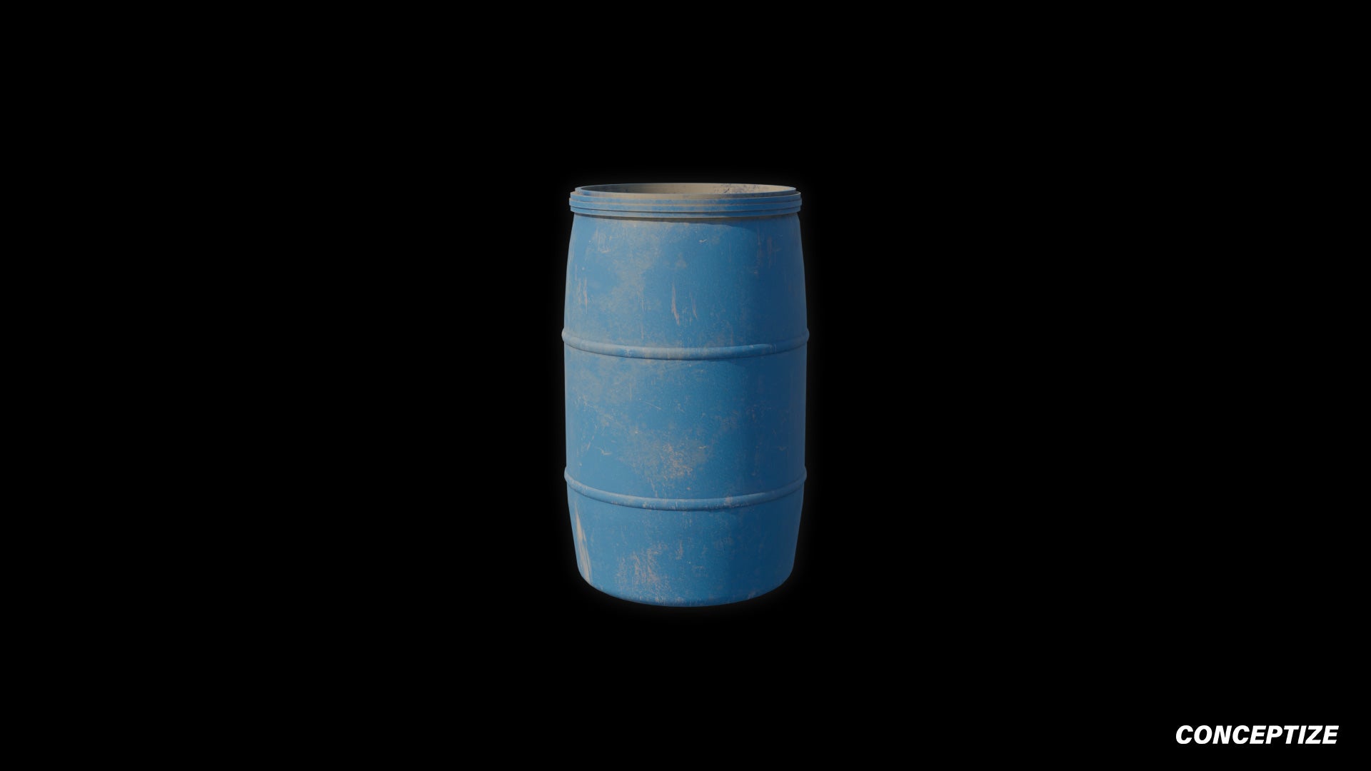 Plastic barrel 3D model meticulously handcrafted PBR textured optimized for Blender Unreal Engine industrial urban warehouse post apocalyptic environments