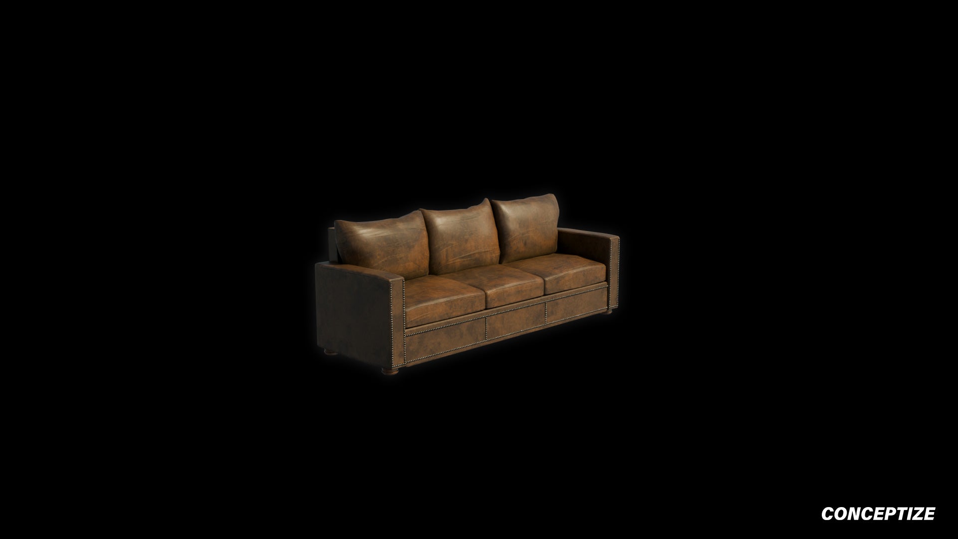 Sofa with faded leather 3D model meticulously handcrafted PBR textured optimized for Blender Unreal Engine interior home commercial environments