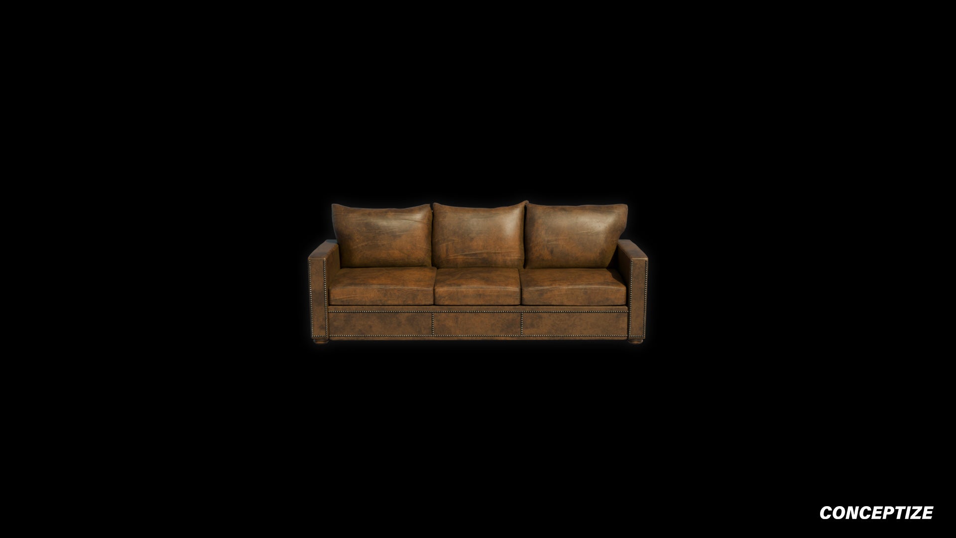 Sofa with faded leather 3D model meticulously handcrafted PBR textured optimized for Blender Unreal Engine interior home commercial environments