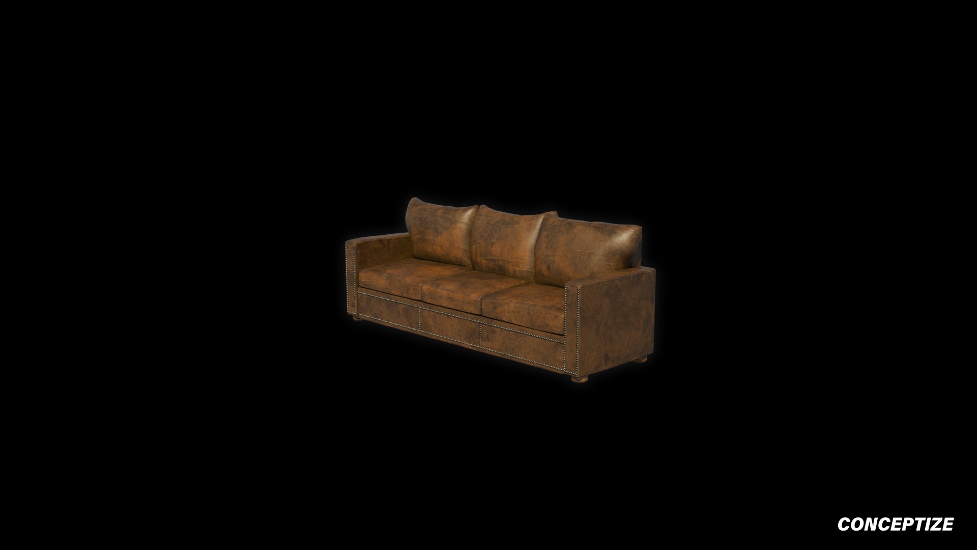 Sofa with faded leather 3D model meticulously handcrafted PBR textured optimized for Blender Unreal Engine interior home commercial environments
