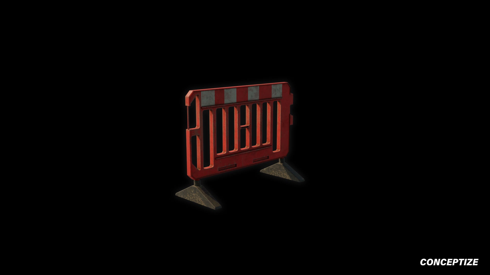 Crowd control barrier 3D model meticulously handcrafted PBR textured optimized for Blender Unreal Engine urban event industrial environments