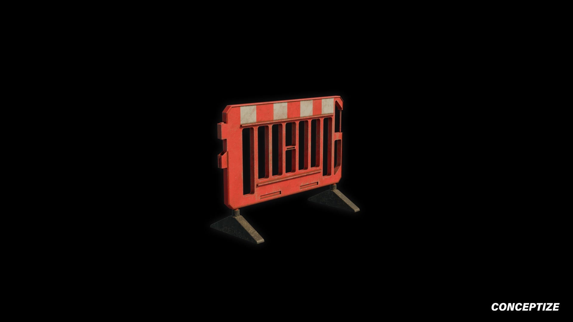Crowd control barrier 3D model meticulously handcrafted PBR textured optimized for Blender Unreal Engine urban event industrial environments
