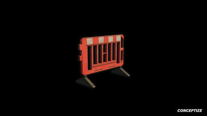 Crowd control barrier 3D model meticulously handcrafted PBR textured optimized for Blender Unreal Engine urban event industrial environments