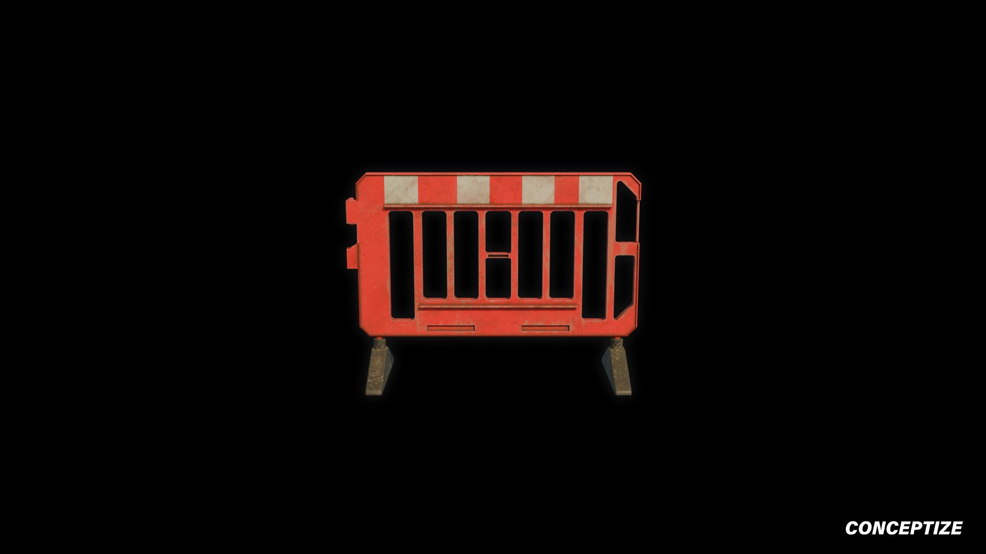 Crowd control barrier 3D model meticulously handcrafted PBR textured optimized for Blender Unreal Engine urban event industrial environments