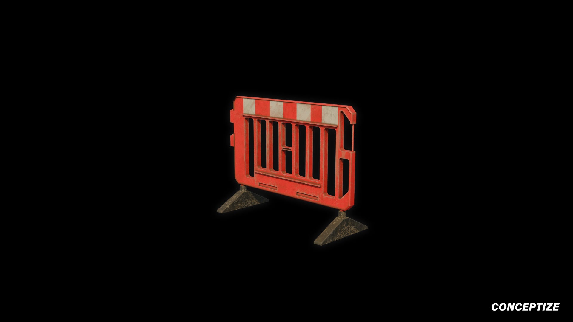 Crowd control barrier 3D model meticulously handcrafted PBR textured optimized for Blender Unreal Engine urban event industrial environments