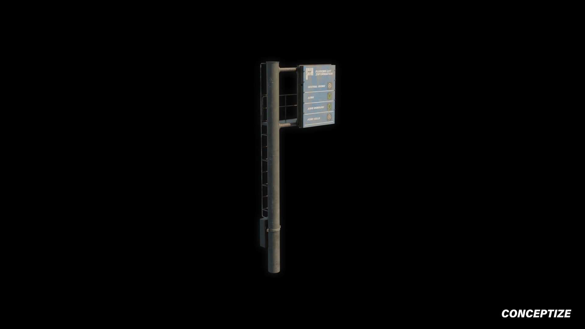 Cyberpunk Street sign 3D model meticulously handcrafted PBR textured optimized for Blender Unreal Engine urban city traffic environments