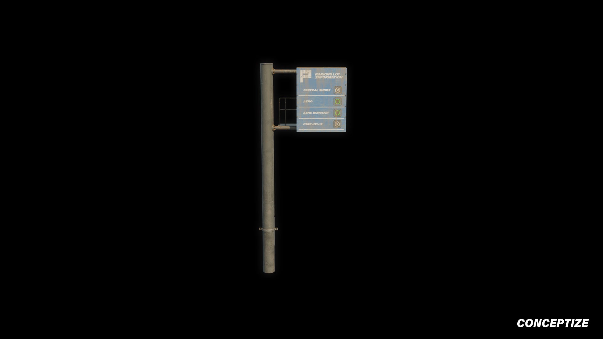 Cyberpunk Street sign 3D model meticulously handcrafted PBR textured optimized for Blender Unreal Engine urban city traffic environments