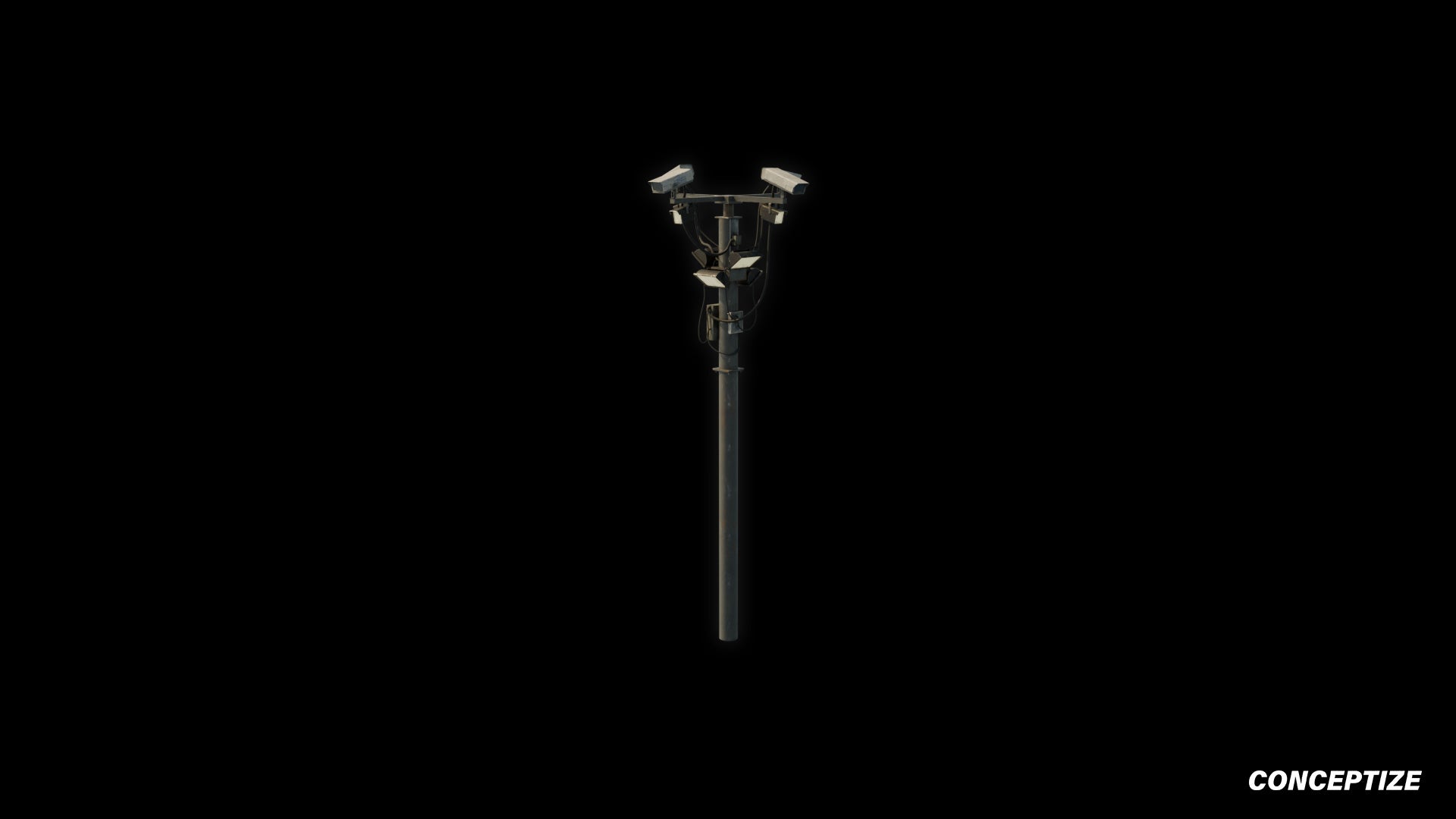 Surveillance CCTV pole 3D model meticulously handcrafted PBR textured optimized for Blender Unreal Engine urban city security environments