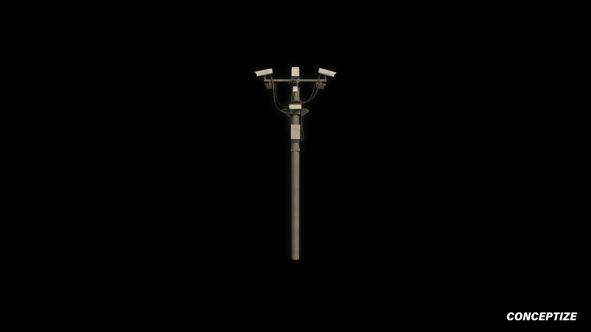 Surveillance CCTV pole 3D model meticulously handcrafted PBR textured optimized for Blender Unreal Engine urban city security environments