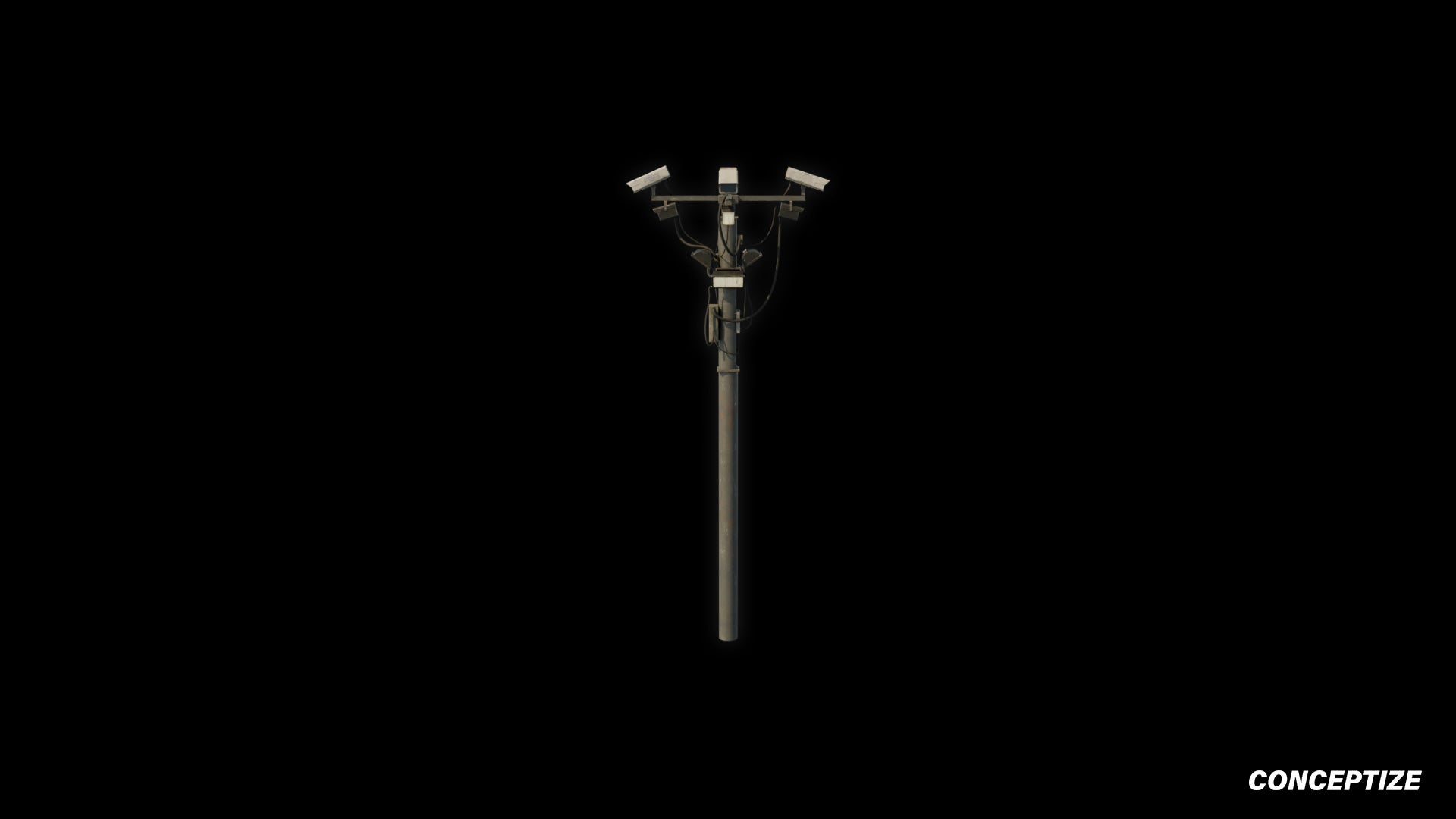 Surveillance CCTV pole 3D model meticulously handcrafted PBR textured optimized for Blender Unreal Engine urban city security environments