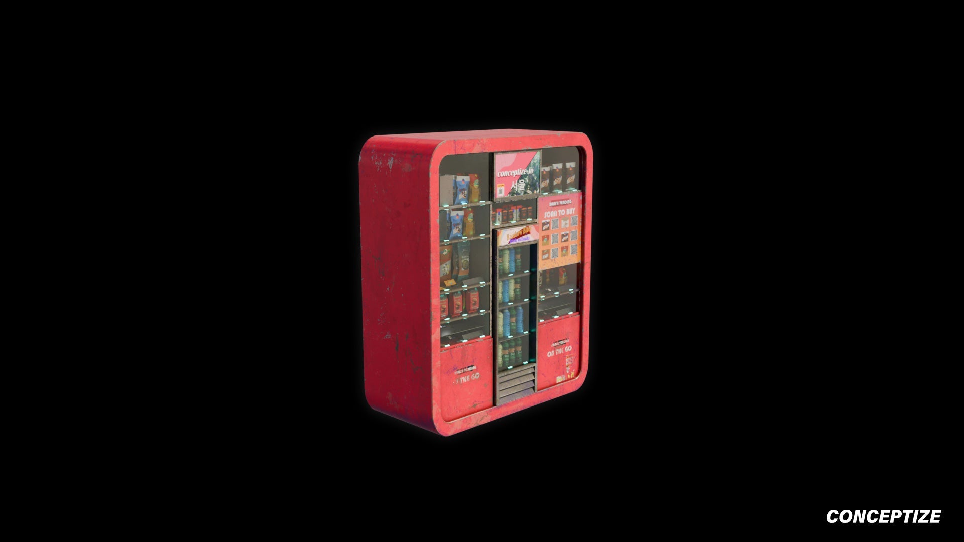 Vending machine 3D model meticulously handcrafted PBR textured optimized for Blender Unreal Engine urban commercial futuristic environments