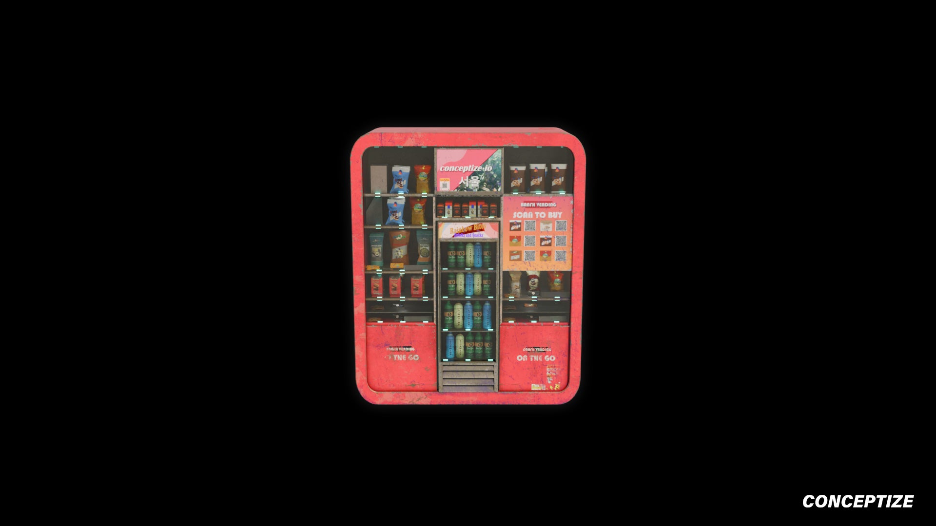 Vending machine 3D model meticulously handcrafted PBR textured optimized for Blender Unreal Engine urban commercial futuristic environments