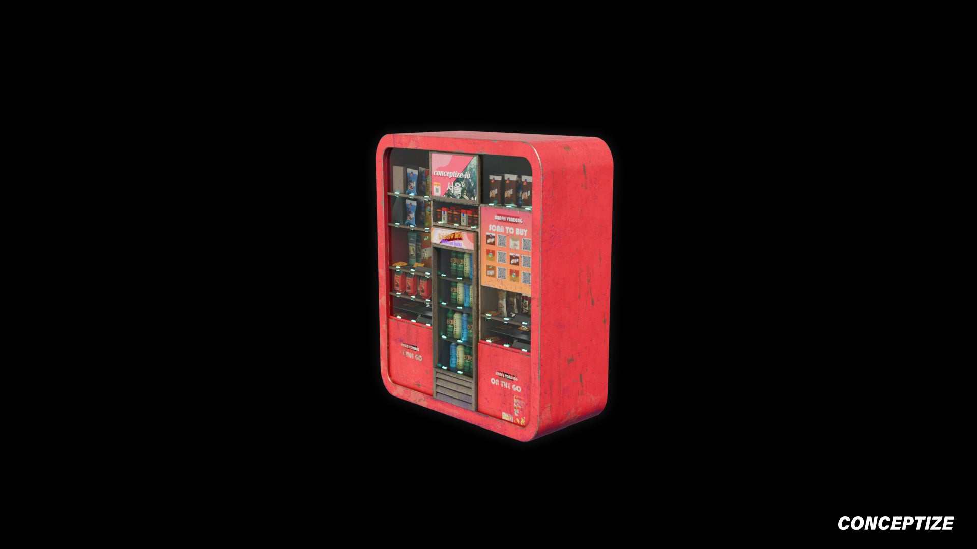 Vending machine 3D model meticulously handcrafted PBR textured optimized for Blender Unreal Engine urban commercial futuristic environments