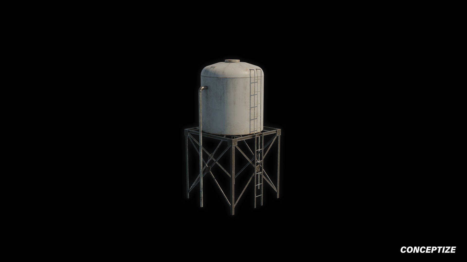 Water tank 3D model meticulously handcrafted PBR textured optimized for Blender Unreal Engine industrial urban construction environments
