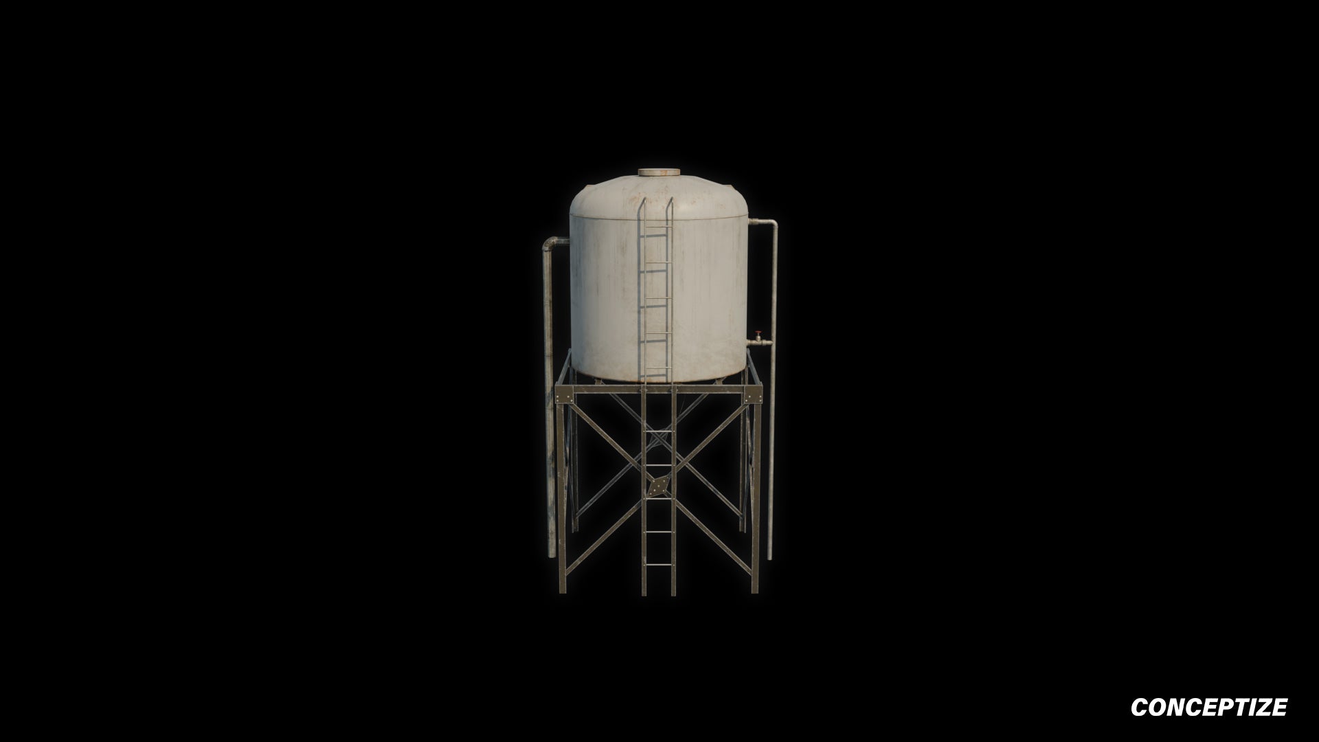 Water tank 3D model meticulously handcrafted PBR textured optimized for Blender Unreal Engine industrial urban construction environments