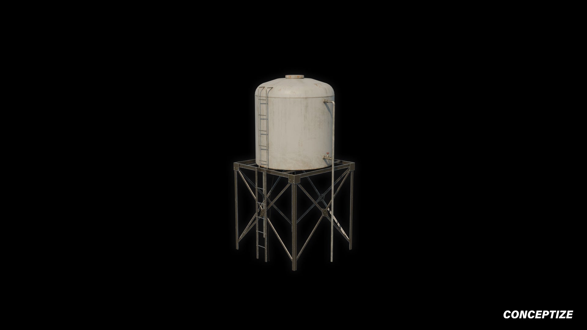 Water tank 3D model meticulously handcrafted PBR textured optimized for Blender Unreal Engine industrial urban construction environments
