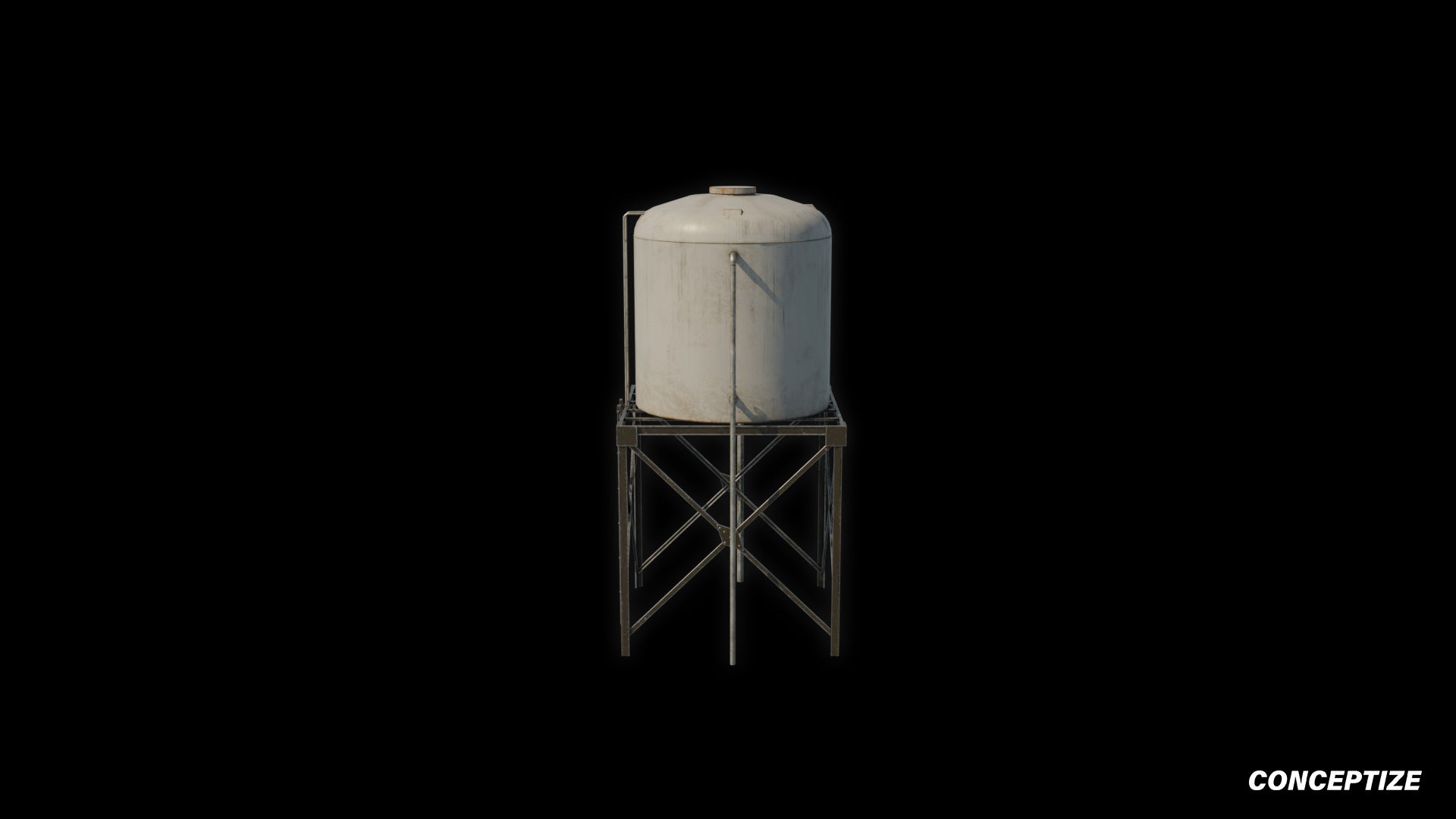 Water tank 3D model meticulously handcrafted PBR textured optimized for Blender Unreal Engine industrial urban construction environments