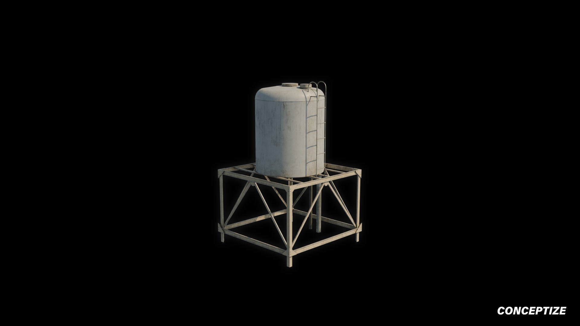 Water tank 3D model meticulously handcrafted PBR textured optimized for Blender Unreal Engine industrial urban construction environments
