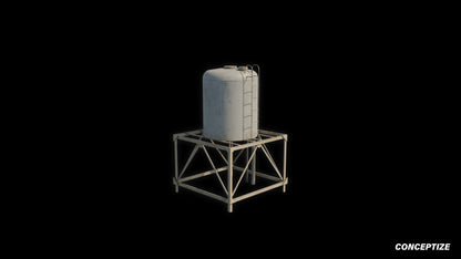 Water tank 3D model meticulously handcrafted PBR textured optimized for Blender Unreal Engine industrial urban construction environments
